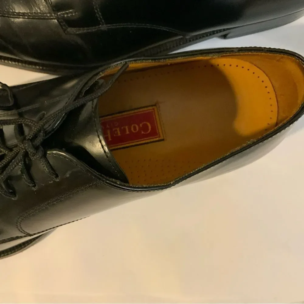 - Cole Haan Black Leather Cap Toe Derby Oxford Mens 9 D Dress Casual L…